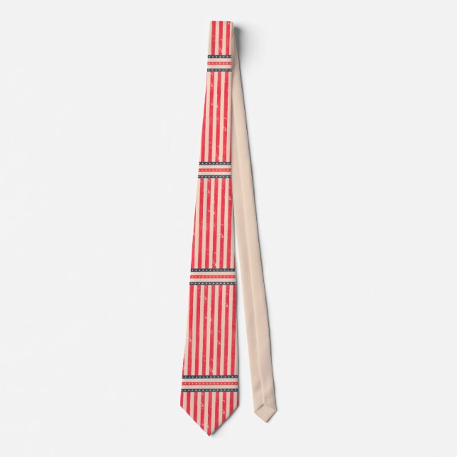 Vintag American Flag Pattern Necktie - Patriotic Krawatte (Vorderseite)