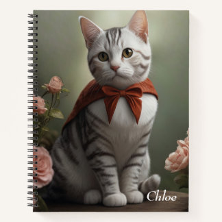 Vintag American Kurzair Kitten mit Rose Notizbuch