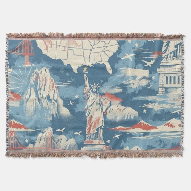 Vintag American Sehenswürdigkeit Pattern - Liberty Decke (Vorderseite)