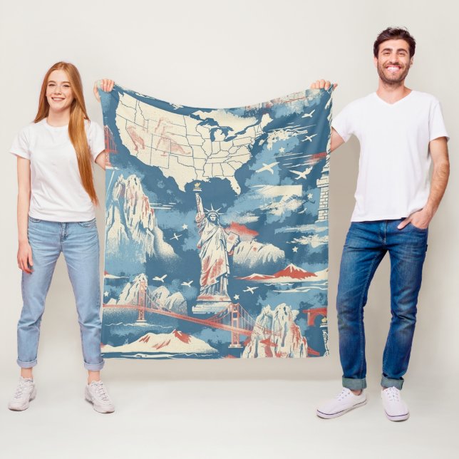 Vintag American Sehenswürdigkeit Pattern - Liberty Fleecedecke (Beispiel)