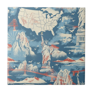 Vintag American Sehenswürdigkeit Pattern - Liberty Fliese
