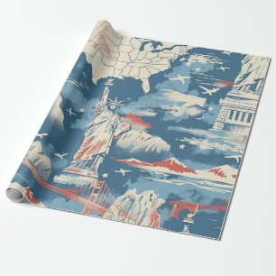 Vintag American Sehenswürdigkeit Pattern - Liberty Geschenkpapier