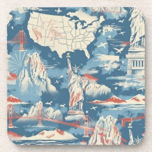 Vintag American Sehenswürdigkeit Pattern - Liberty Getränkeuntersetzer