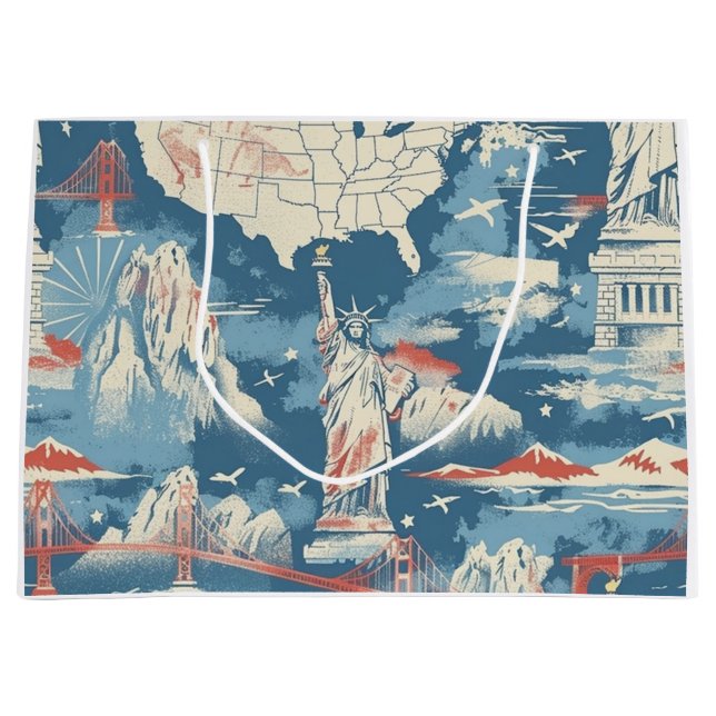 Vintag American Sehenswürdigkeit Pattern - Liberty Große Geschenktüte (Vorderseite)
