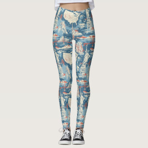 Vintag American Sehenswürdigkeit Pattern - Liberty Leggings
