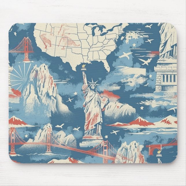 Vintag American Sehenswürdigkeit Pattern - Liberty Mousepad (Vorne)