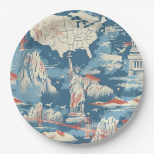 Vintag American Sehenswürdigkeit Pattern - Liberty Pappteller