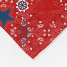 Vintag Americana Bandana Print Fleece Blanket