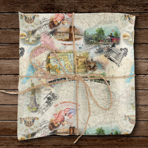 Vintag Americana Collage Seidenpapier