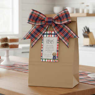 Vintag Americana Kariert Doodle Hund Erster Geburt Geschenkanhänger