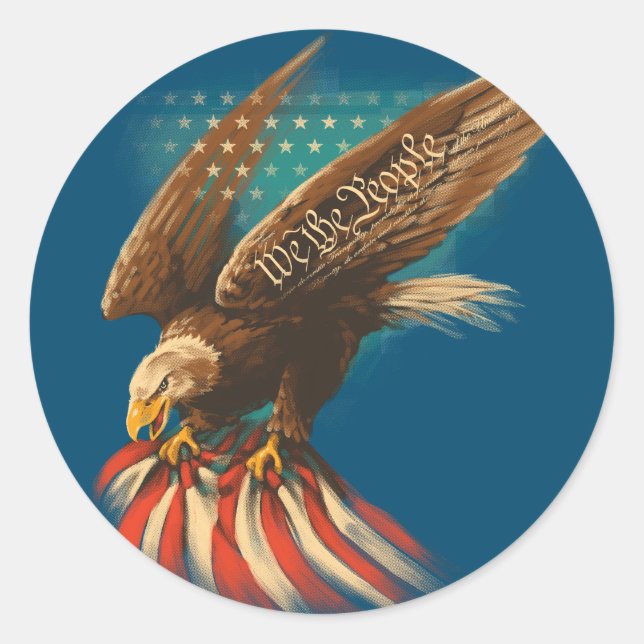 Vintag Americana Runder Aufkleber (Vorderseite)