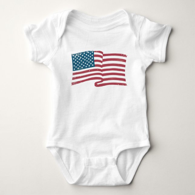 Vintag - Amerikanische Flagge Baby Strampler (Vorderseite)