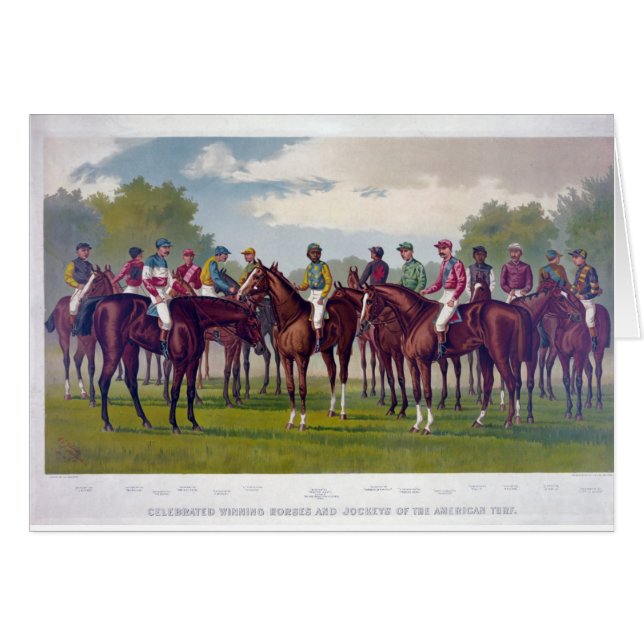 Vintag - amerikanische Rennen-Pferde u. Jockeys, (Vorderseite (Horizontal))
