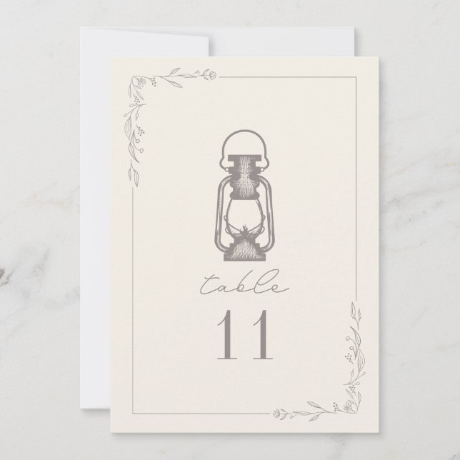 Vintag Amethyst Lantern Hochzeitsstimmung Tischnum Einladung (Vorderseite)