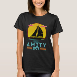 Vintag Amity 1975 Sunset Retro Sailboat Summer Va T-Shirt