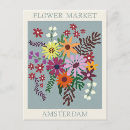 Vintag Amsterdam Holland Blume Travel Postkarte