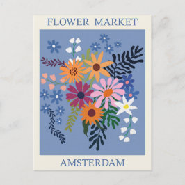 Vintag Amsterdam Holland Blume Travel Postkarte