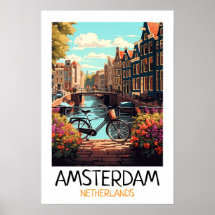 Vintag Amsterdam Niederlande Malerei Poster
