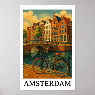 Vintag Amsterdam - Retro Travel Design Poster
