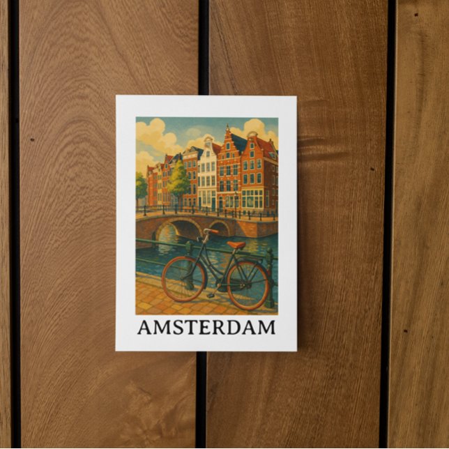 Vintag Amsterdam - Retro Travel Design Postkarte (Vintage Amsterdam – Retro Travel Design Postcard)