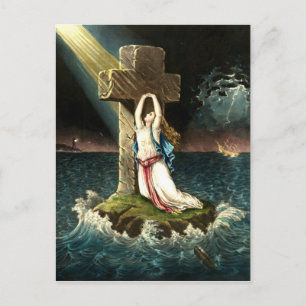 Vintag an Christus zu klammern Der Felsen im Glaub Postkarte