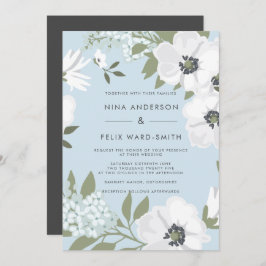 Vintag Anemone Blue Wedding Einladung