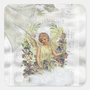 Vintag Angel-Aufkleber Quadratischer Aufkleber