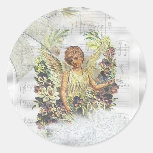 Vintag Angel-Aufkleber Runder Aufkleber (Vorderseite)