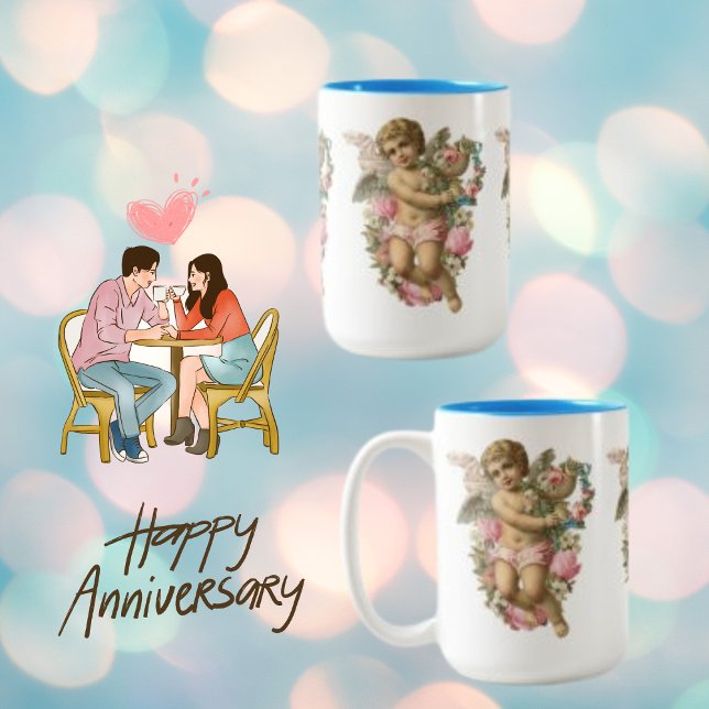 Vintag Angel Blume Wing Zweifarbige Tasse (Von Creator hochgeladen)