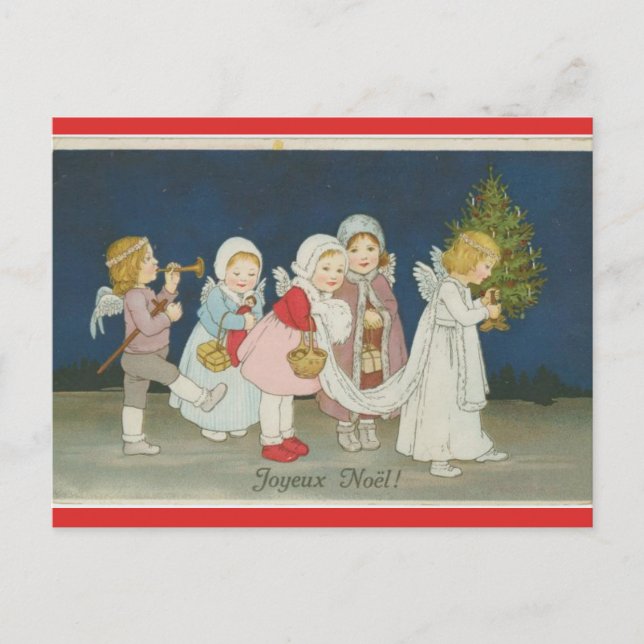 Vintag Angels Joyeux Weihnachten Postkarte (Vorderseite)