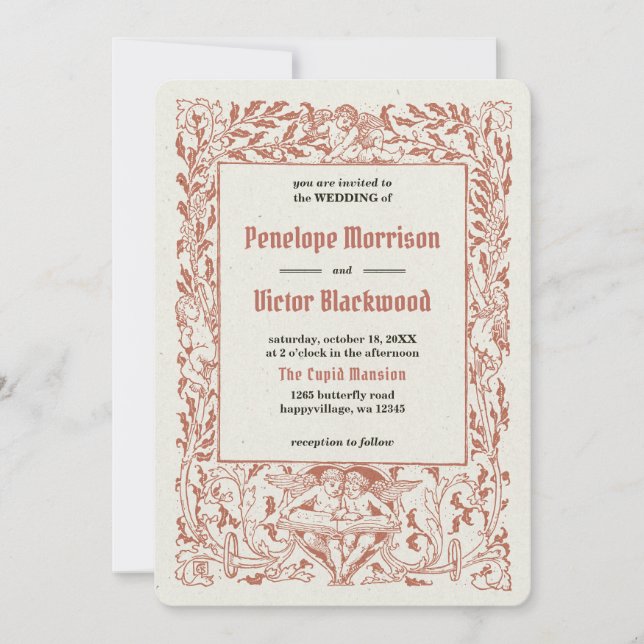 Vintag Angels Rahmen Hochzeitseinladung Einladung (Vorderseite)