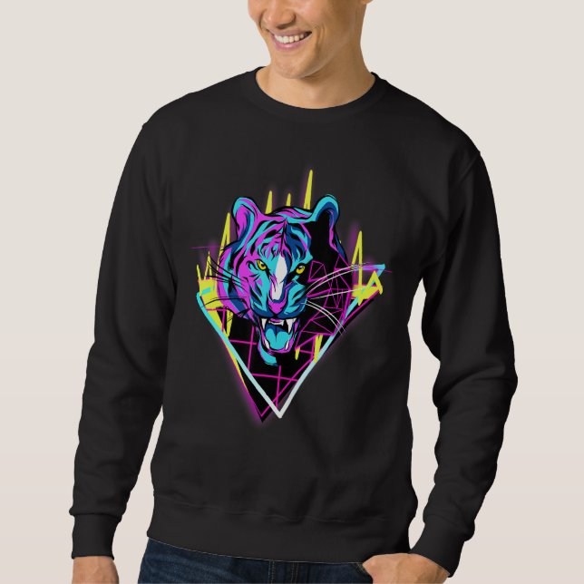 Vintag Anger Tiger Wild Cat Sweatshirt (Vorderseite)