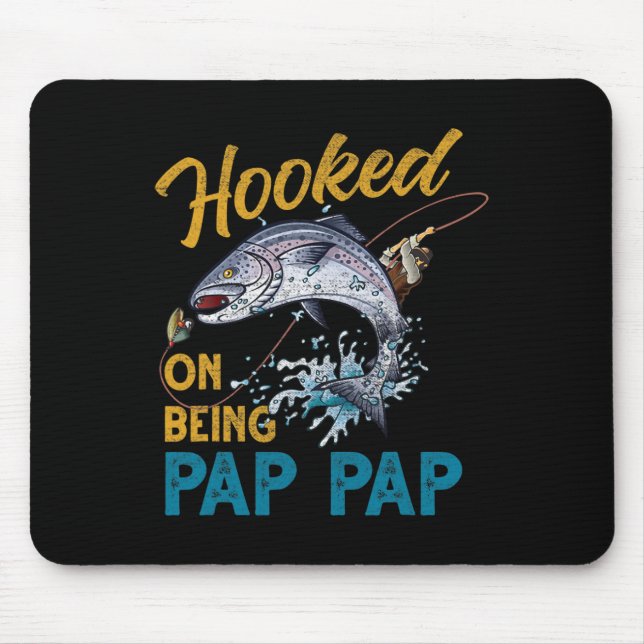 Vintag angezogen, Pap Pap Funny Fishing Fath Mousepad (Vorne)