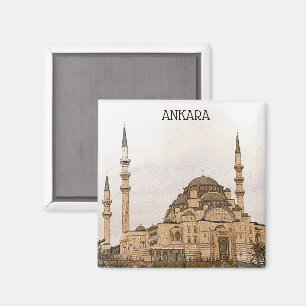 Vintag Ankara Türkei Kocatepe Moschee View Magnet