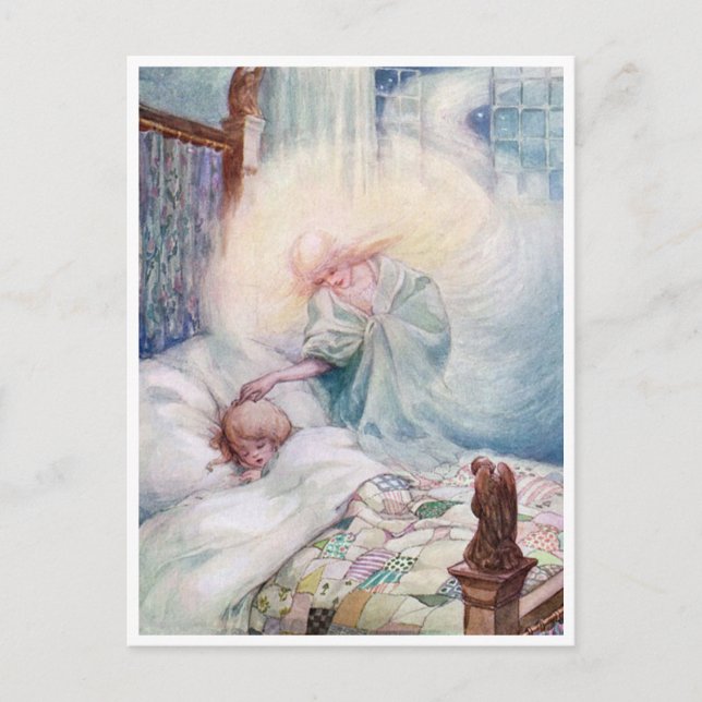 Vintag Anne Anderson The Moon Angel Gebet Postkarte (Vorderseite)