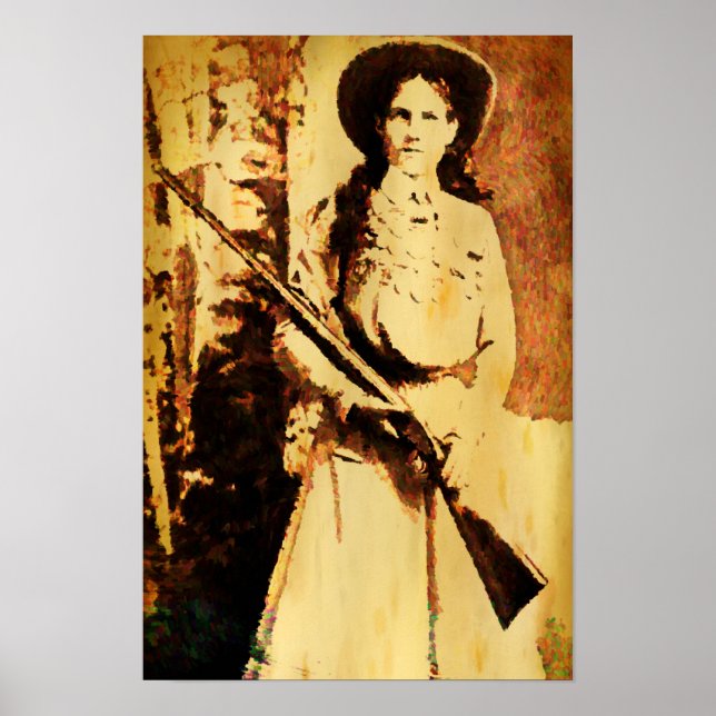 Vintag Annie Oakley Oil Grunge Canvas Print Poster (Vorne)