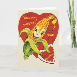 Vintag Anthropomorpher Mais Valentine Feiertagskarte