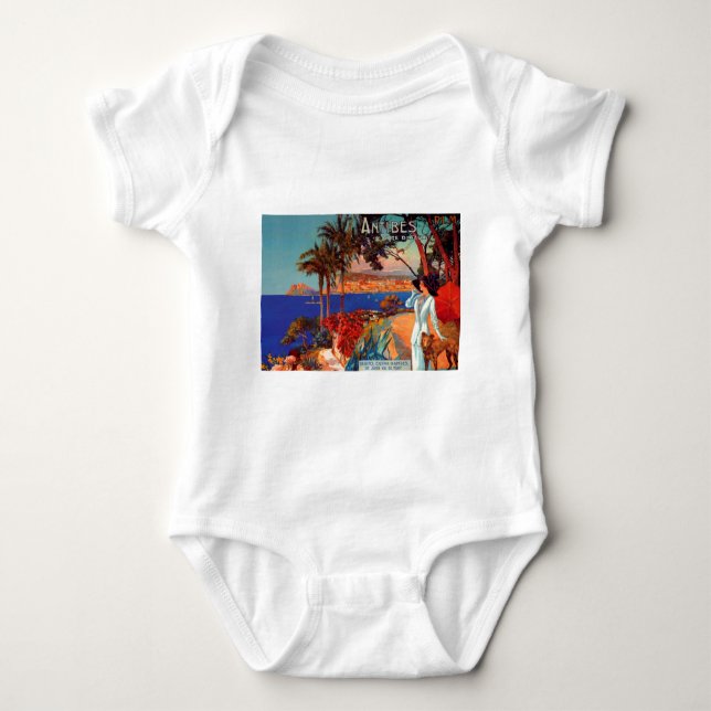 Vintag Antibes Cote D'Azur Travel Baby Strampler (Vorderseite)