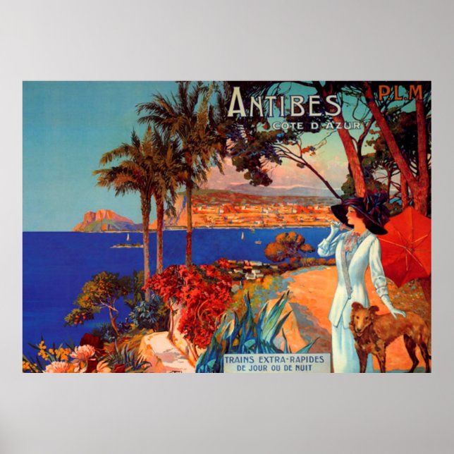 Vintag Antibes Cote D'Azur Travel Poster (Vorne)