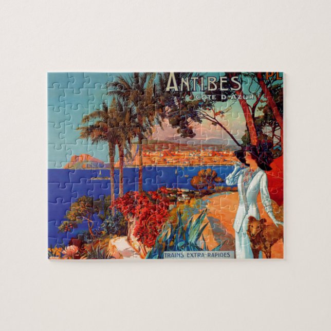 Vintag Antibes Cote D'Azur Travel Puzzle (Horizontal)