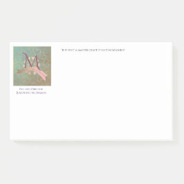 Vintag/antik-Monogramm für Aquamarin- und Blush-Bu Post-it Klebezettel