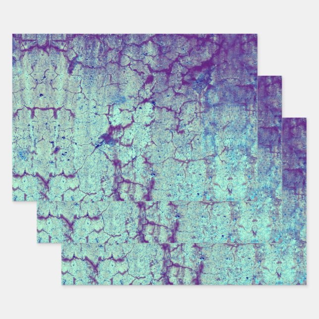 Vintag antike Lila Aquamarine Grunge Textur Geschenkpapier Set (Set)