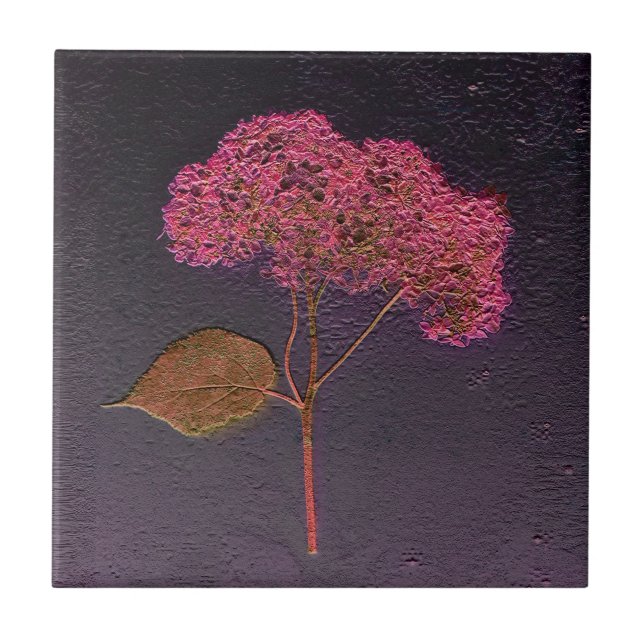 Vintag antike Lila Hydrangea Fliese (Vorderseite)