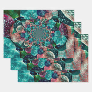 Vintag antike türkisfarbene Aquamarine Blauer Retr Geschenkpapier Set