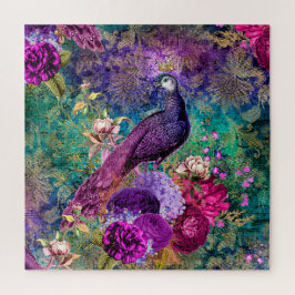 Vintag antiker Lila und Aquamariner Pfau Puzzle
