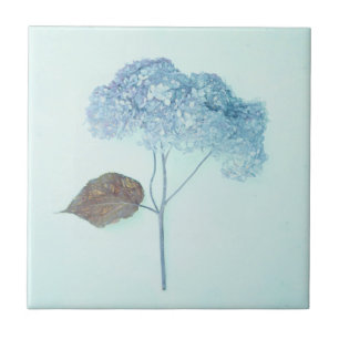 Vintag antikes Blaues Hydrangea Land Floral Fliese