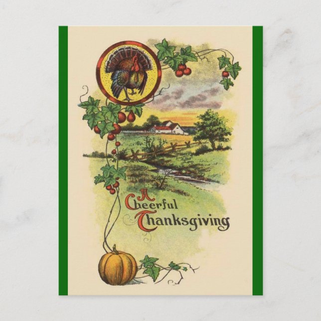 Vintag antikes Glück Thanksgiving Postkarte (Vorderseite)