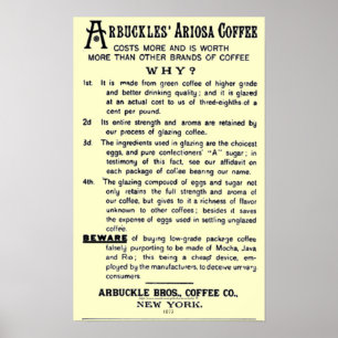 "Vintag-Anzeige ARBUCKLES ARIOSA KAFFEE " Poster