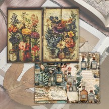 Vintag apothecary Botanic Junk Journal Paper