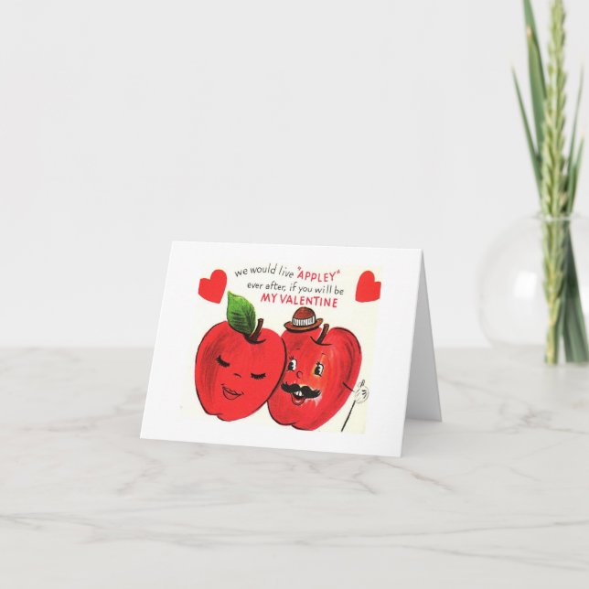 Vintag Apple Couple Valentine Karte (Vorderseite)